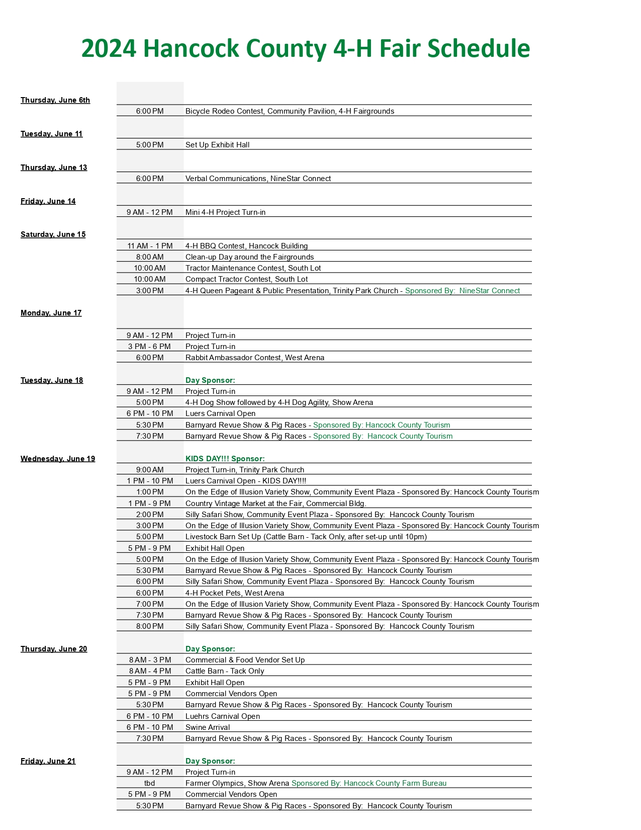 4H Fair Schedule 2024